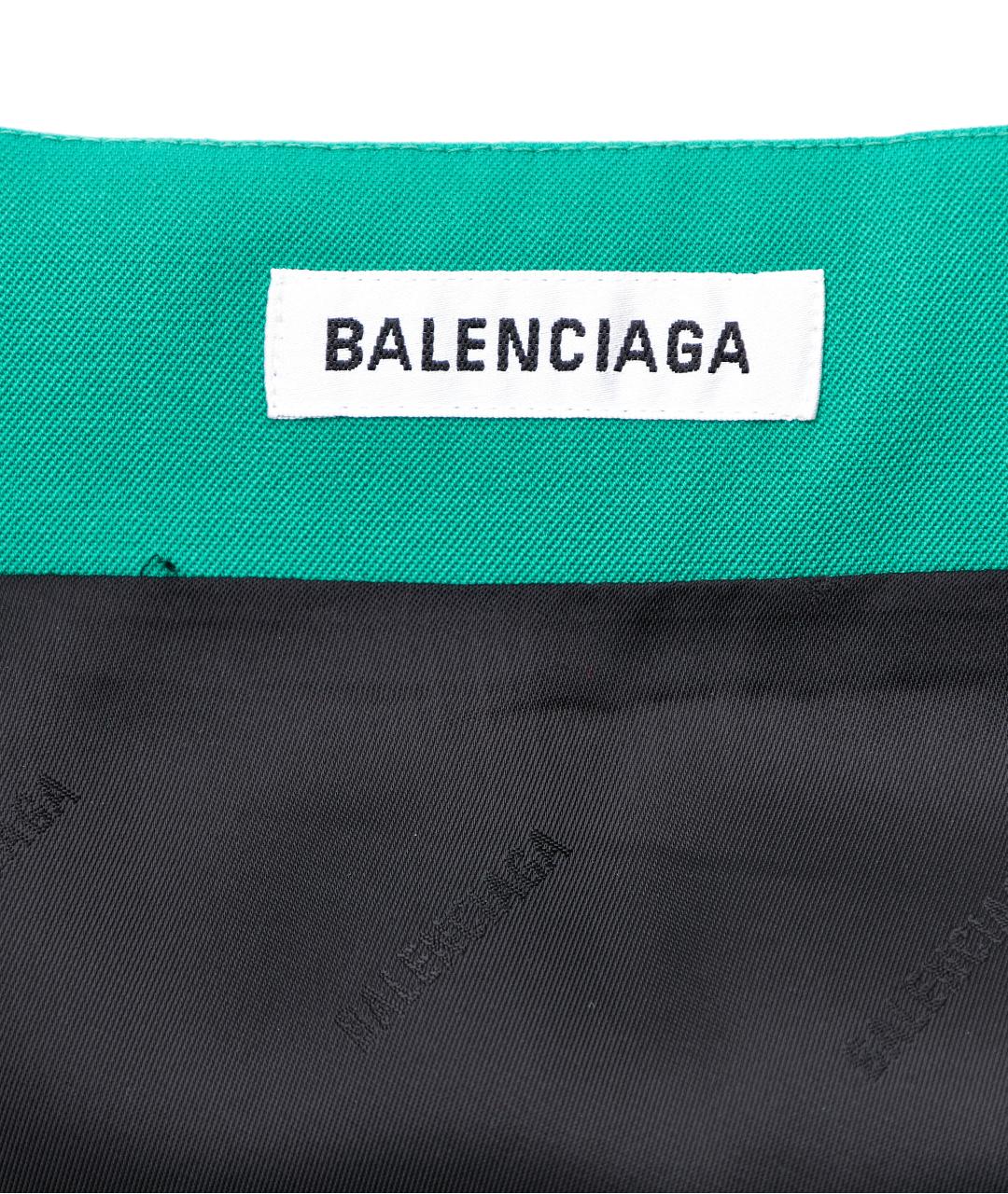 BALENCIAGA Зеленая шерстяная юбка мини, фото 5