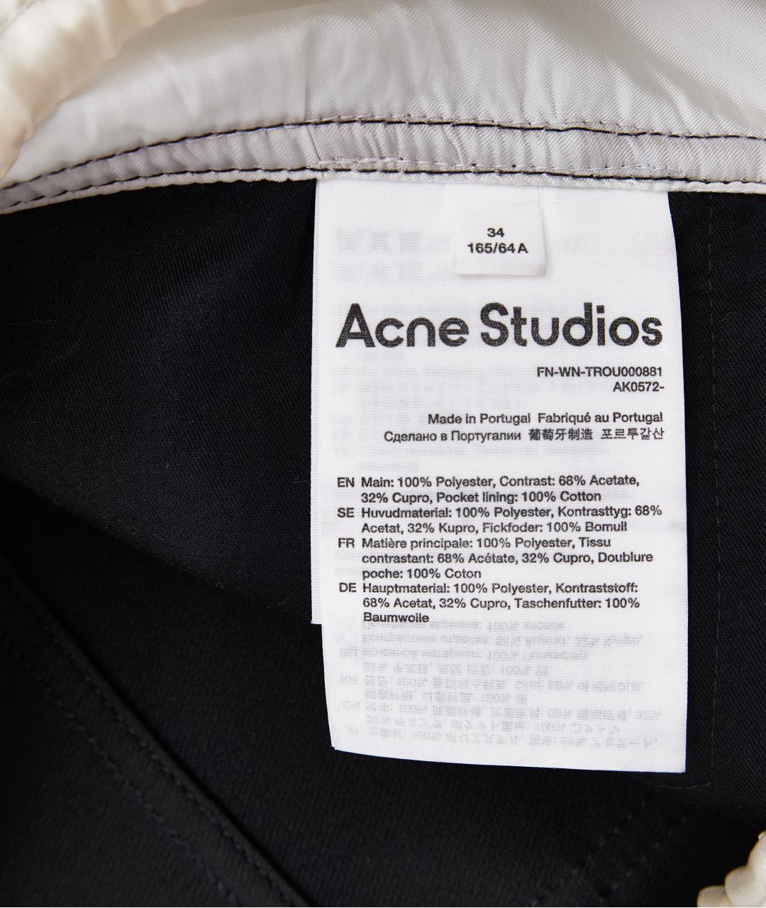 ACNE STUDIOS Черные полиэстеровые прямые брюки, фото 7