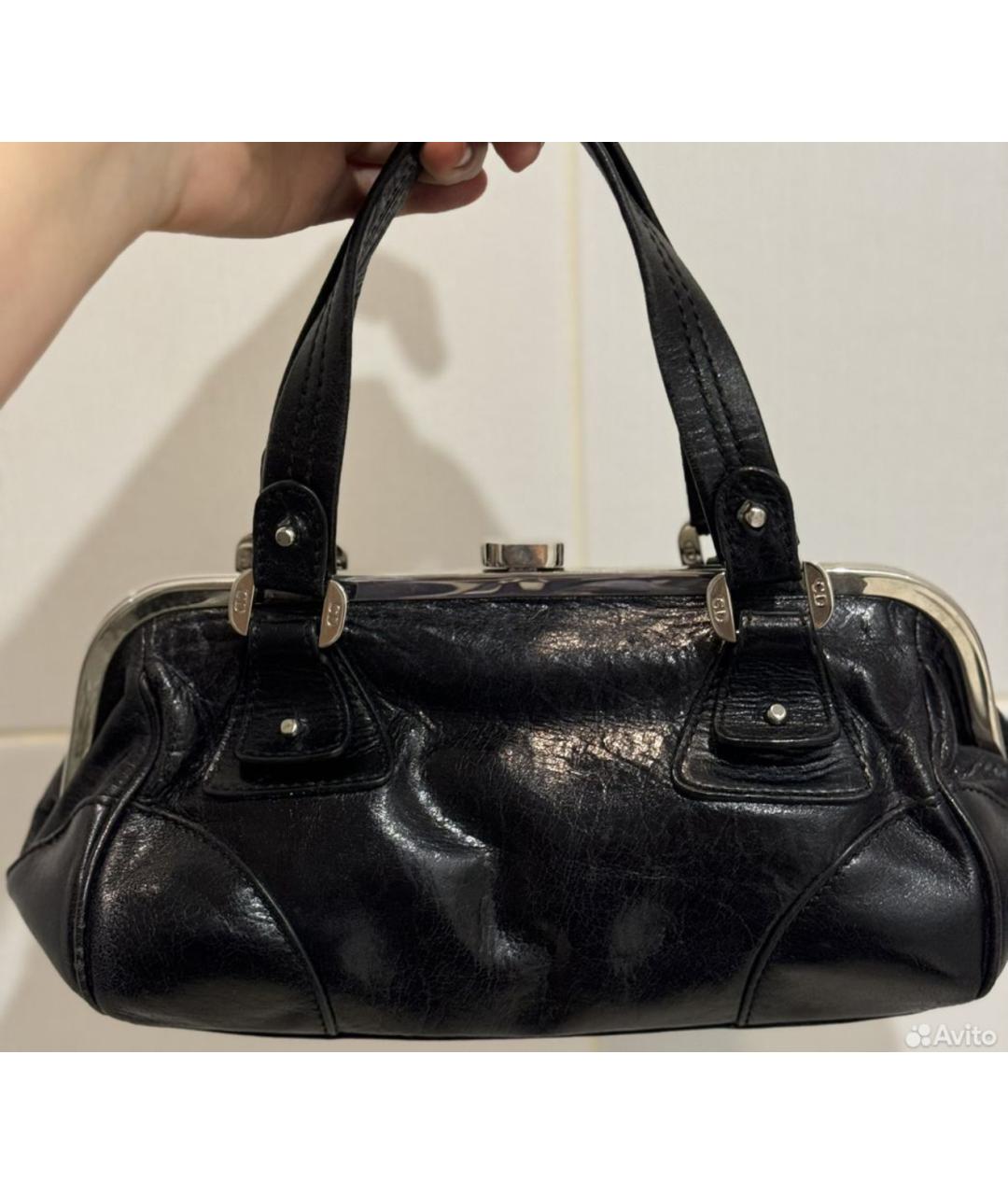 CHRISTIAN DIOR Черная кожаная сумка с короткими ручками, фото 2