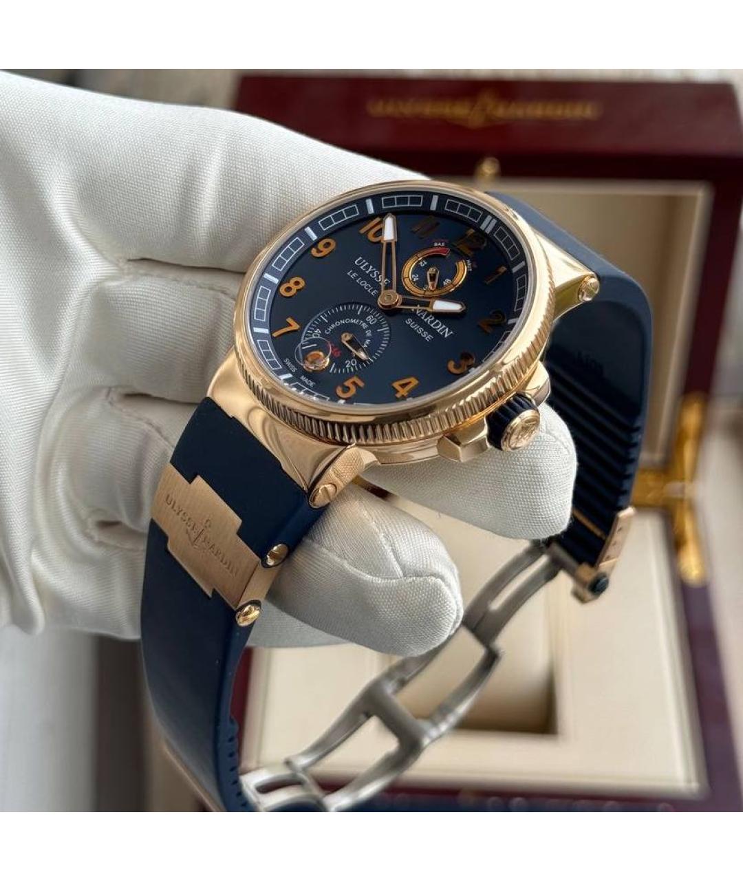 Ulysse Nardin Синие часы из желтого золота, фото 6