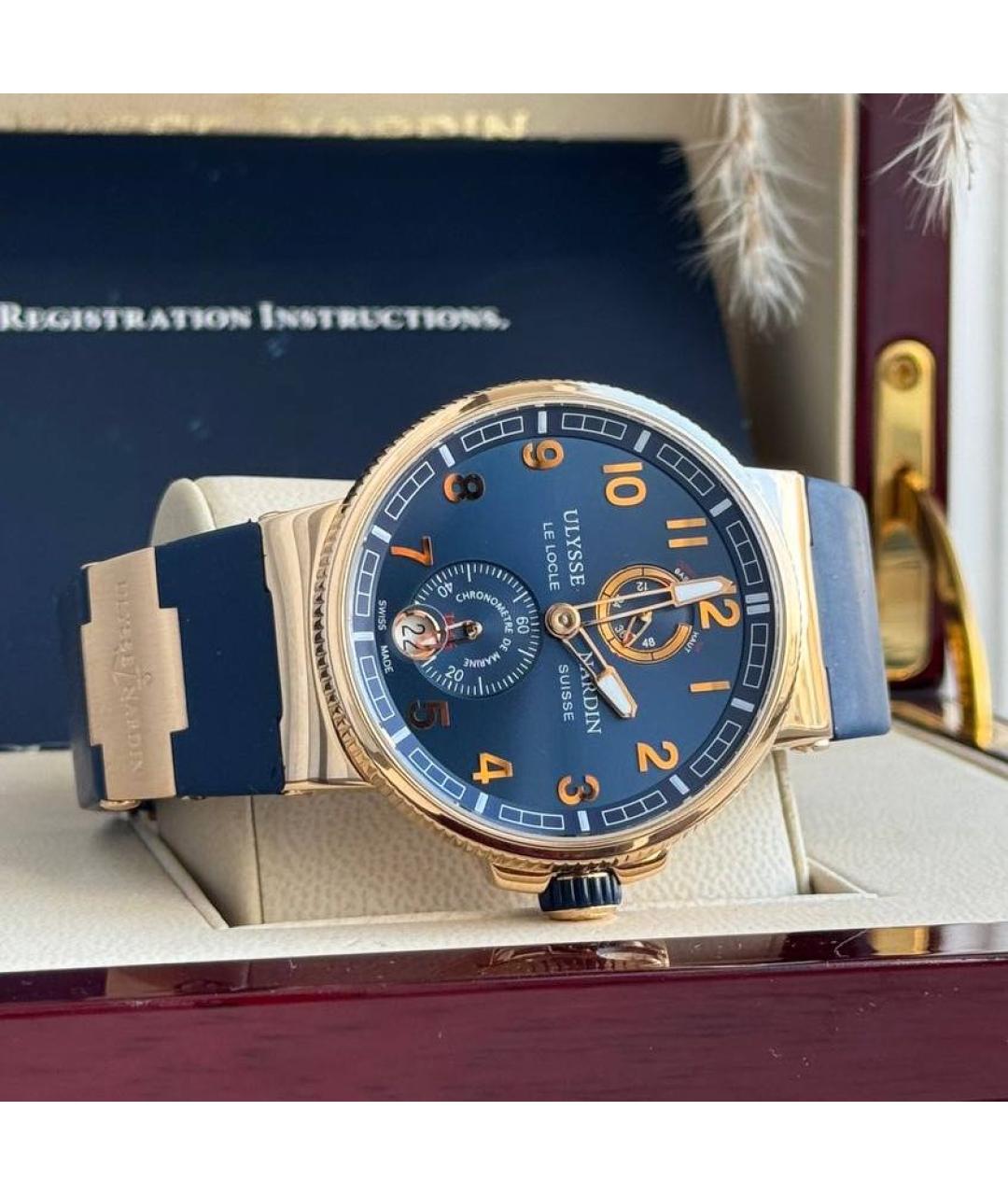 Ulysse Nardin Синие часы из желтого золота, фото 4