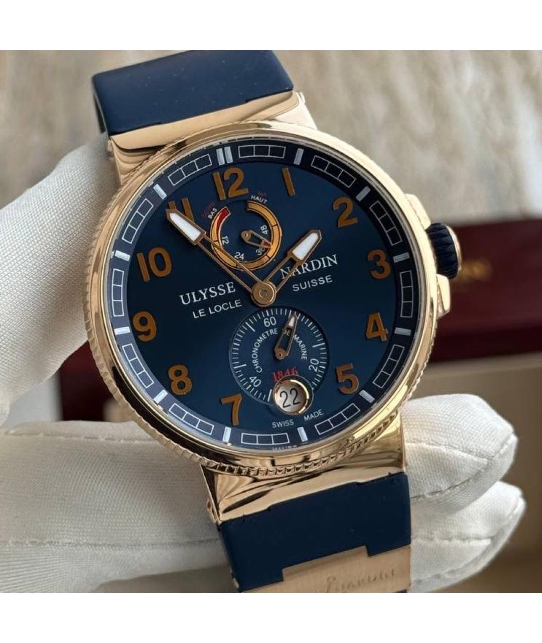 Ulysse Nardin Синие часы из желтого золота, фото 7