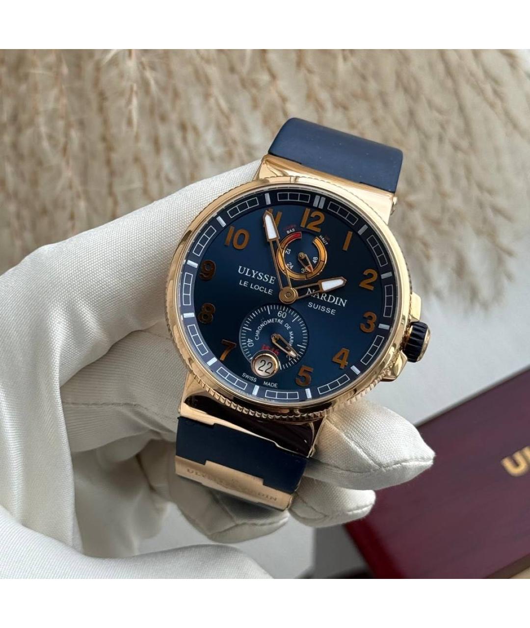 Ulysse Nardin Синие часы из желтого золота, фото 8