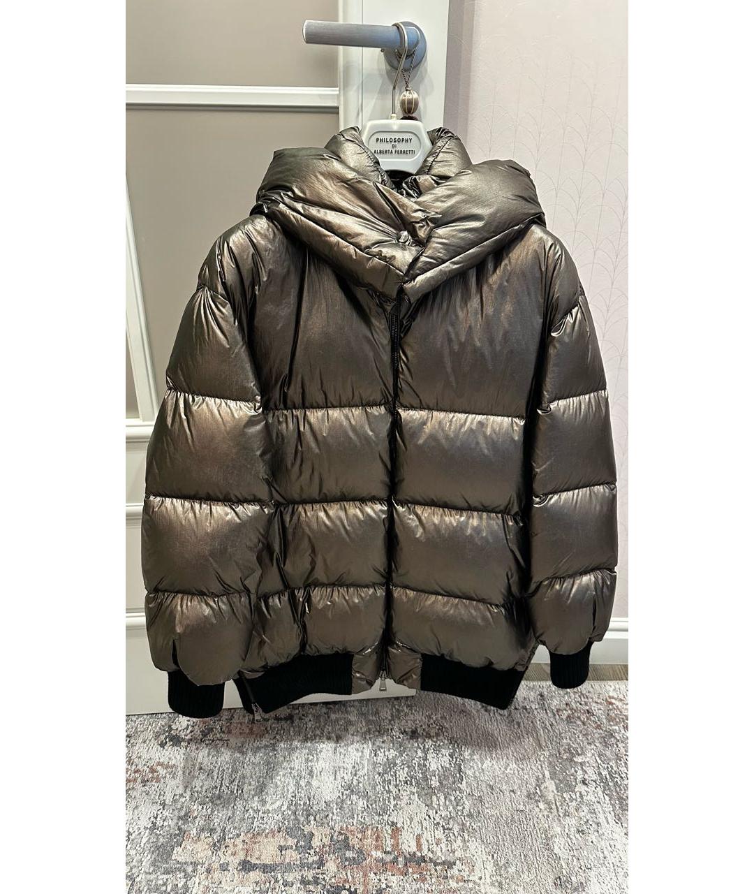 MONCLER Серебрянный полиамидовый пуховик, фото 9