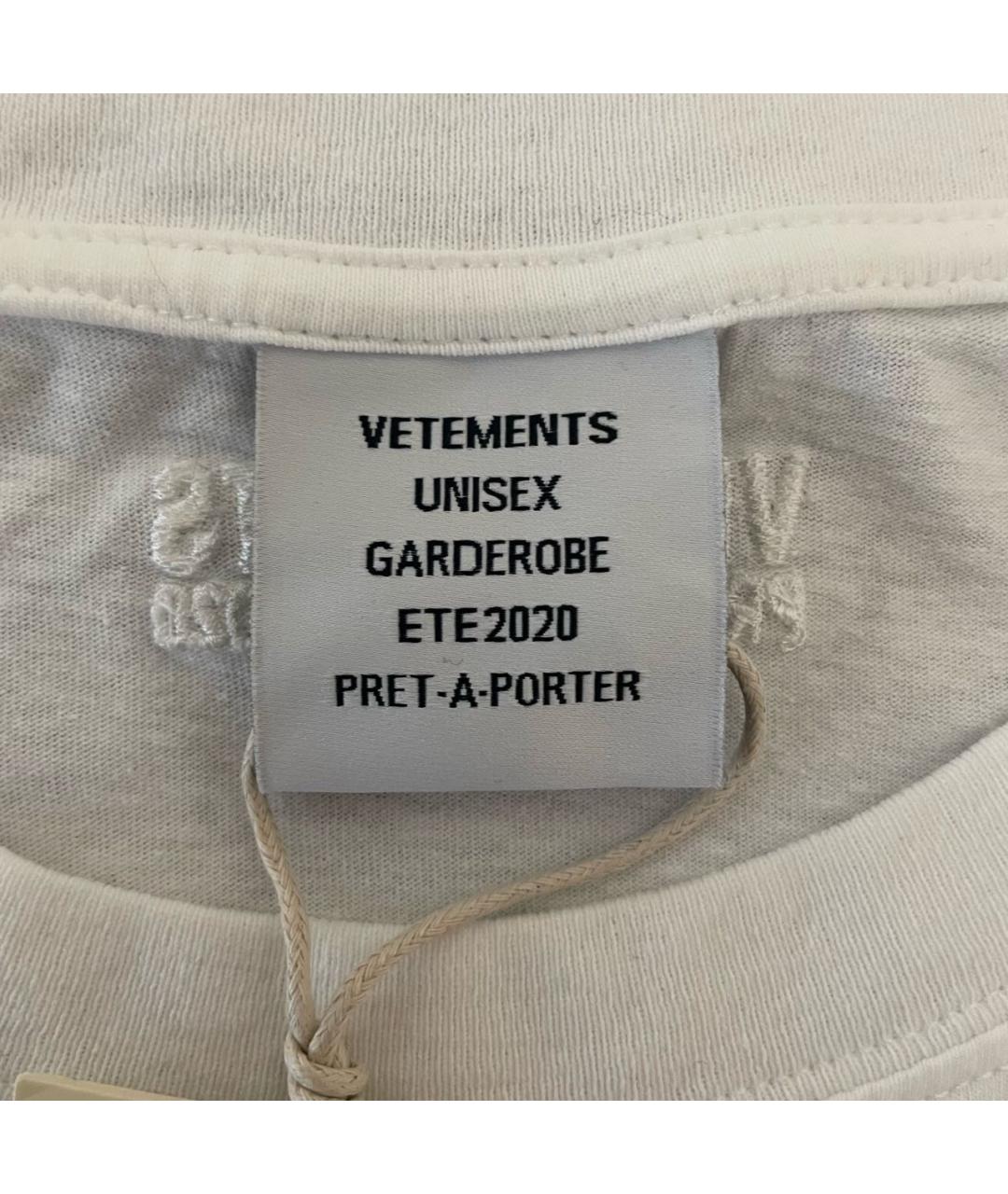 VETEMENTS Белая хлопковая футболка, фото 3