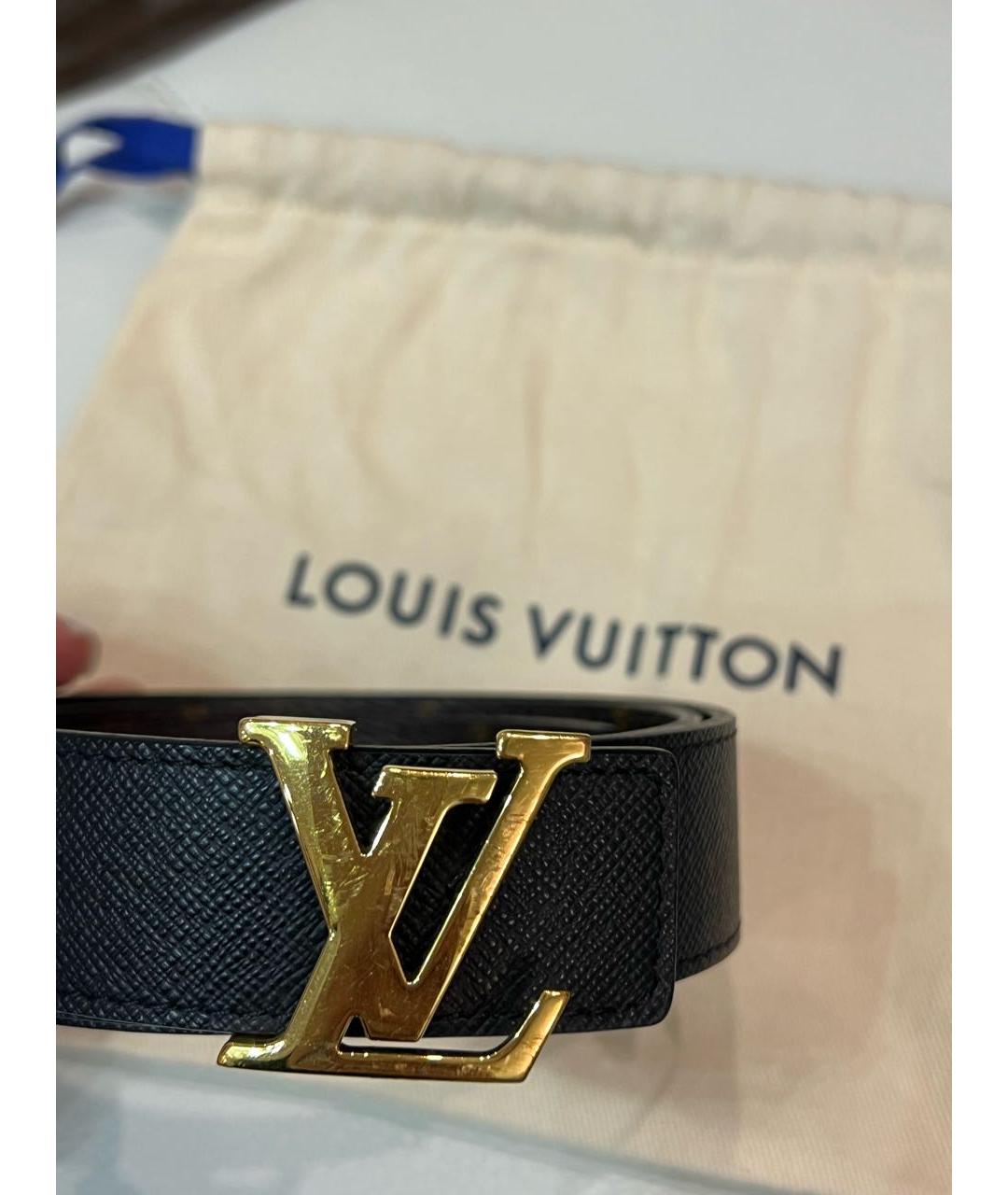 LOUIS VUITTON Черный кожаный ремень, фото 2