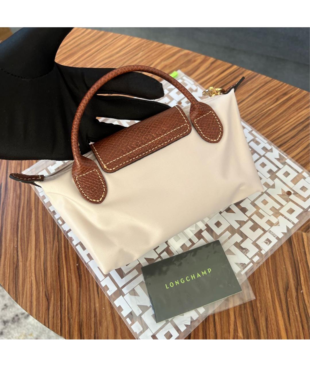 LONGCHAMP Бежевая синтетическая сумка через плечо, фото 3