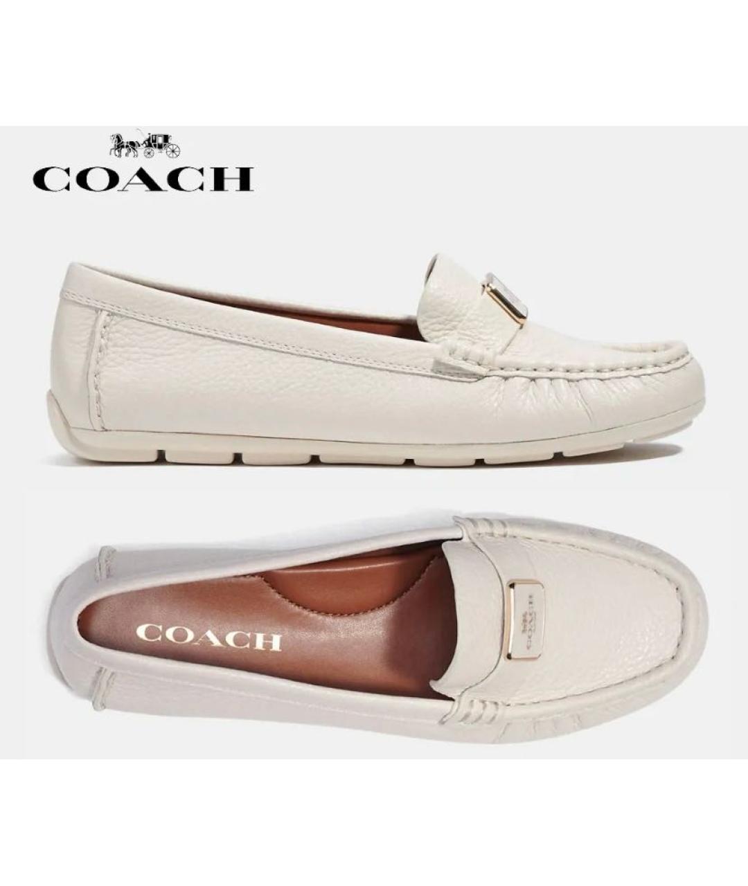 COACH Белые кожаные мокасины, фото 8