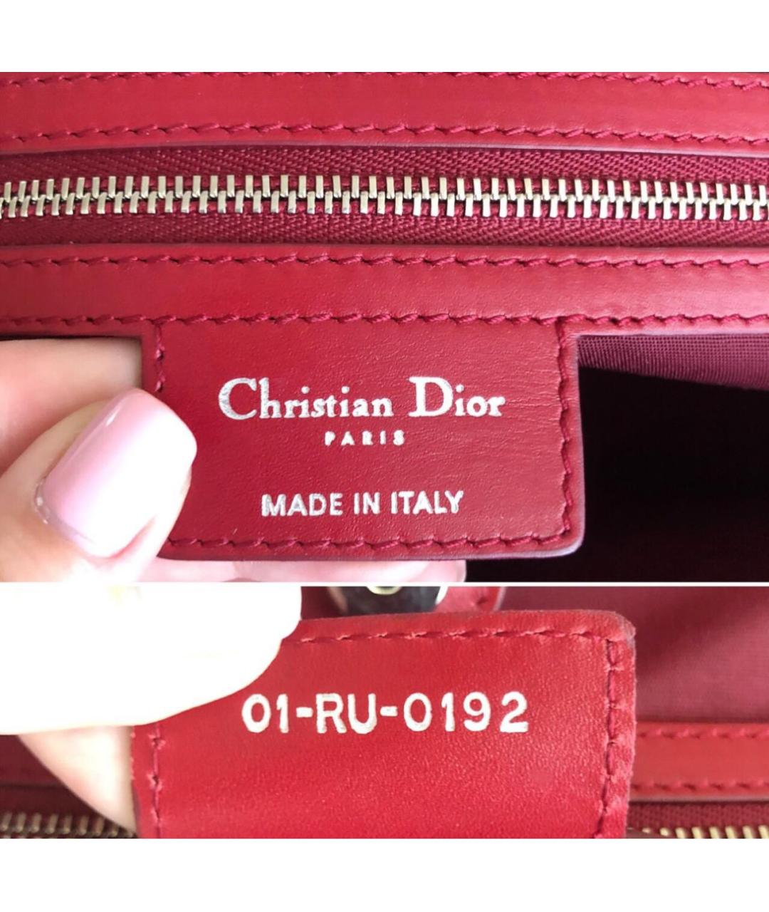 CHRISTIAN DIOR Бордовая кожаная сумка тоут, фото 7