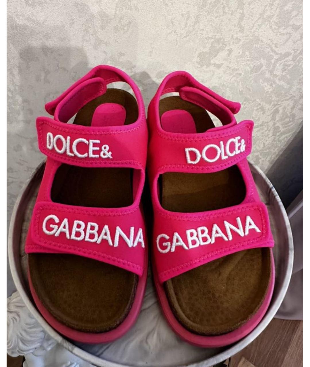 DOLCE&GABBANA Розовые неопреновые сандалии и шлепанцы, фото 3