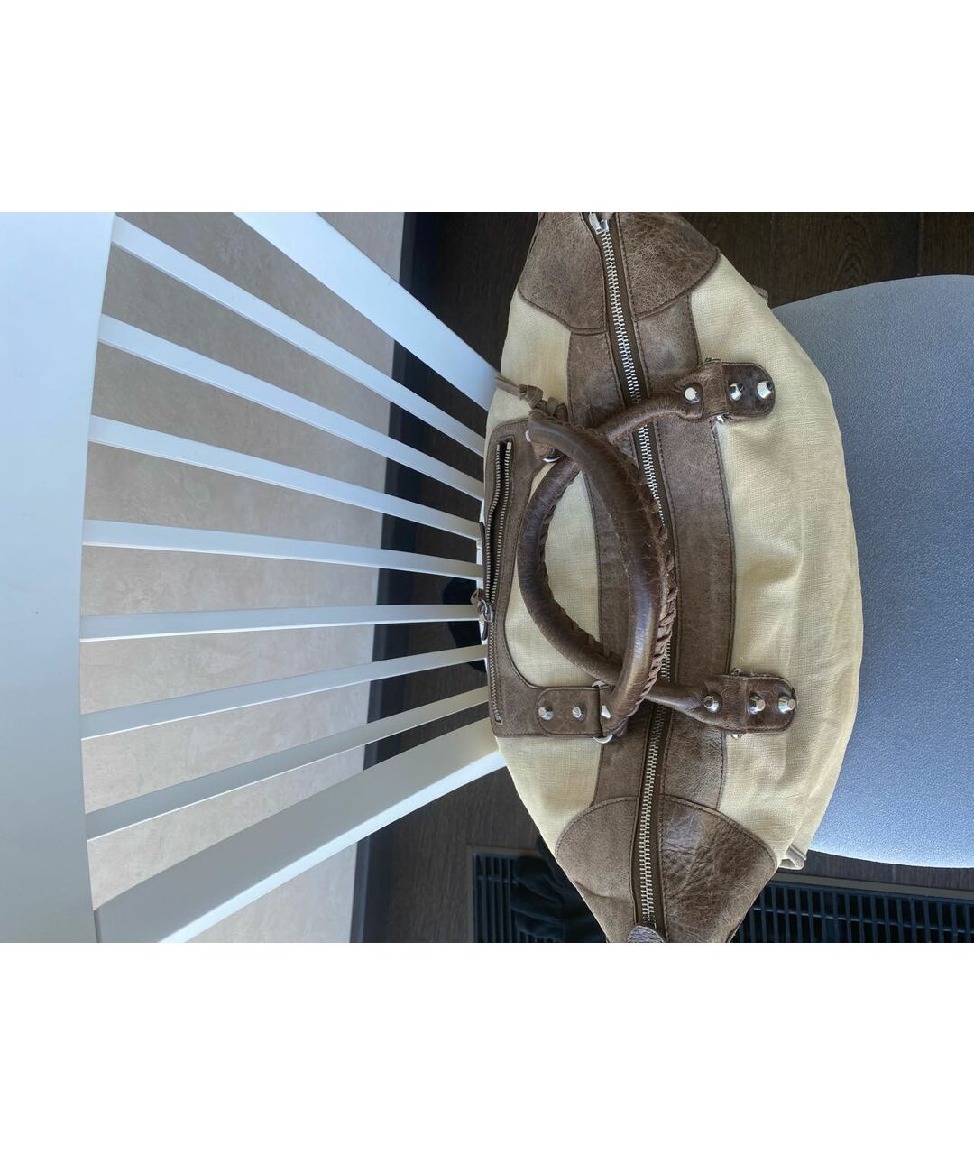 BALENCIAGA Бежевая кожаная сумка тоут, фото 3