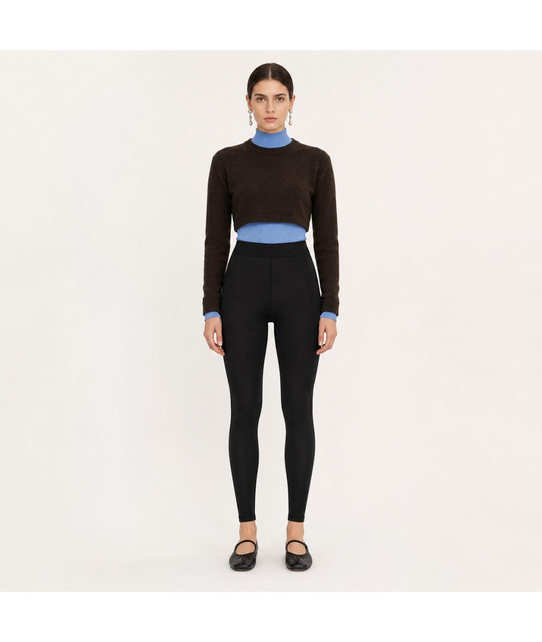 JIL SANDER Черные шелковые леггинсы и велосипедки, фото 4