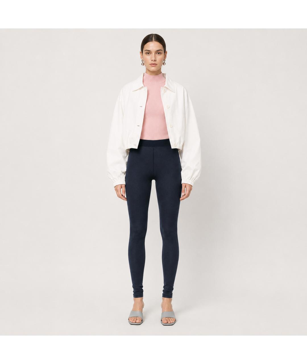 JIL SANDER Темно-синие шелковые леггинсы и велосипедки, фото 4