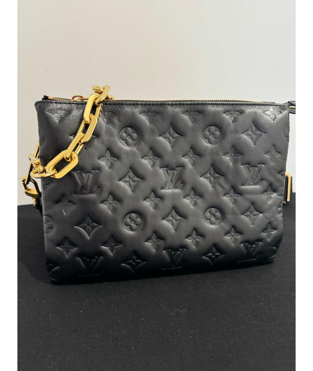 LOUIS VUITTON Черная кожаная сумка через плечо, фото 3