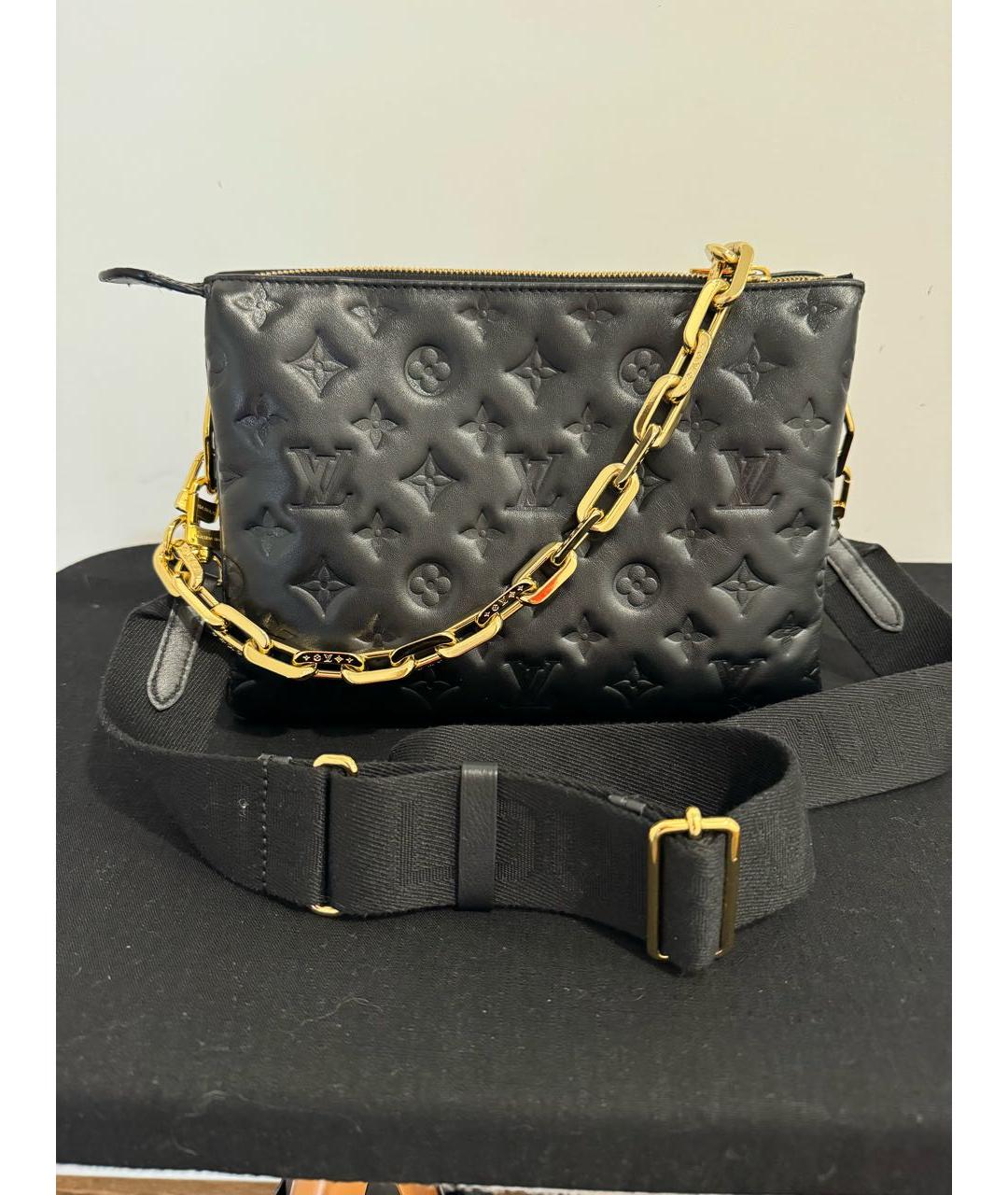 LOUIS VUITTON Черная кожаная сумка через плечо, фото 5