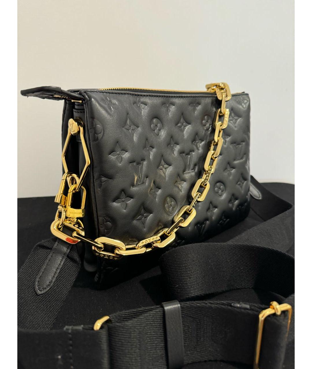 LOUIS VUITTON Черная кожаная сумка через плечо, фото 2