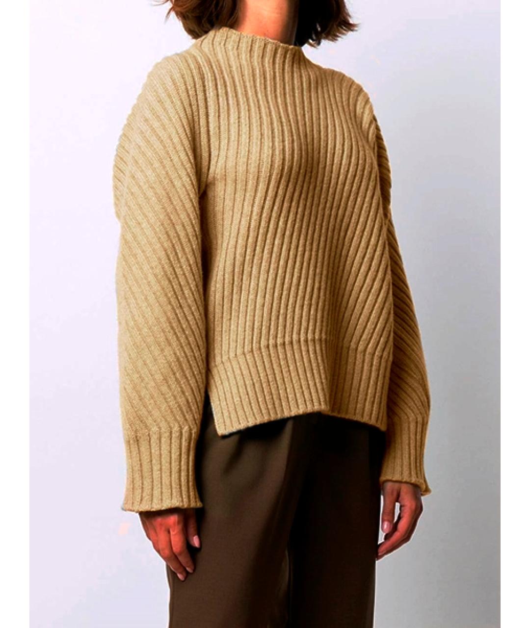 JIL SANDER Горчичный шерстяной джемпер / свитер, фото 2