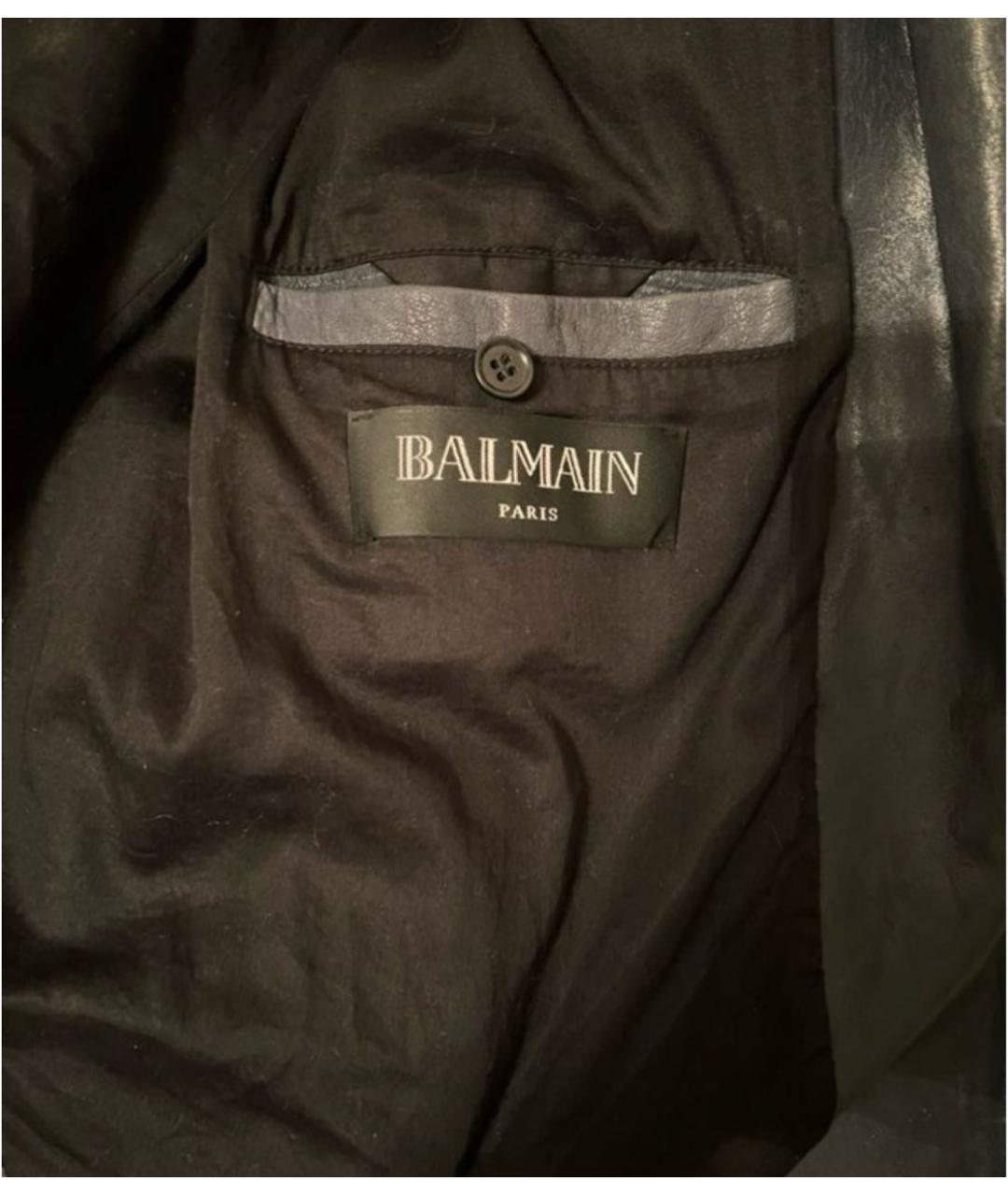 BALMAIN Темно-синяя кожаная куртка, фото 4