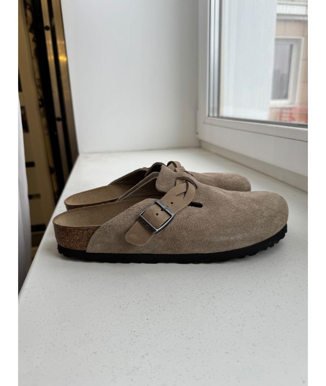 BIRKENSTOCK Бежевые замшевые сабо, фото 8