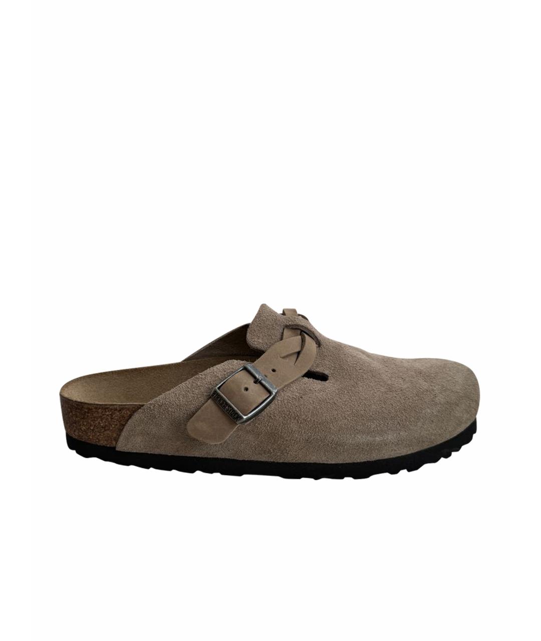 BIRKENSTOCK Бежевые замшевые сабо, фото 1