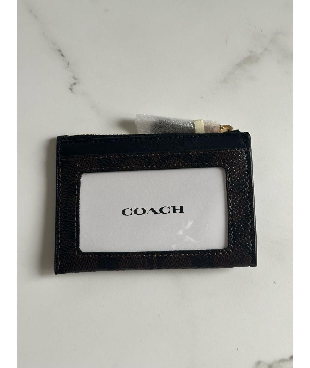 COACH Коричневый кардхолдер из искусственной кожи, фото 2