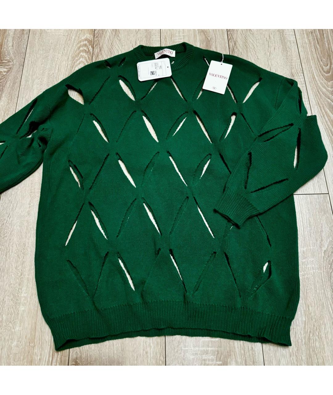 VALENTINO Зеленый шерстяной джемпер / свитер, фото 2