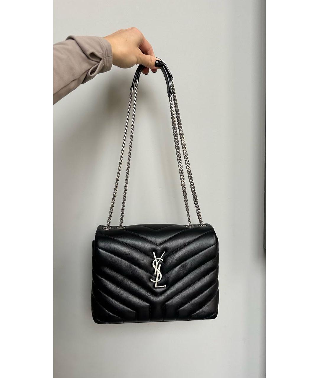 SAINT LAURENT Черная кожаная сумка через плечо, фото 9