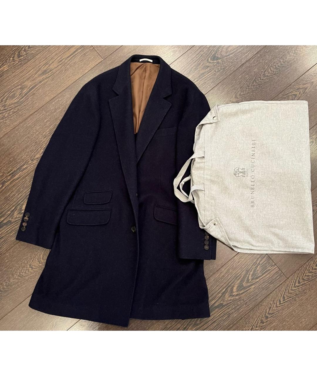 BRUNELLO CUCINELLI Темно-синее кашемировое пальто, фото 6