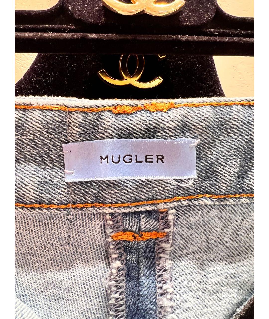 MUGLER Голубые хлопко-эластановые джинсы слим, фото 5