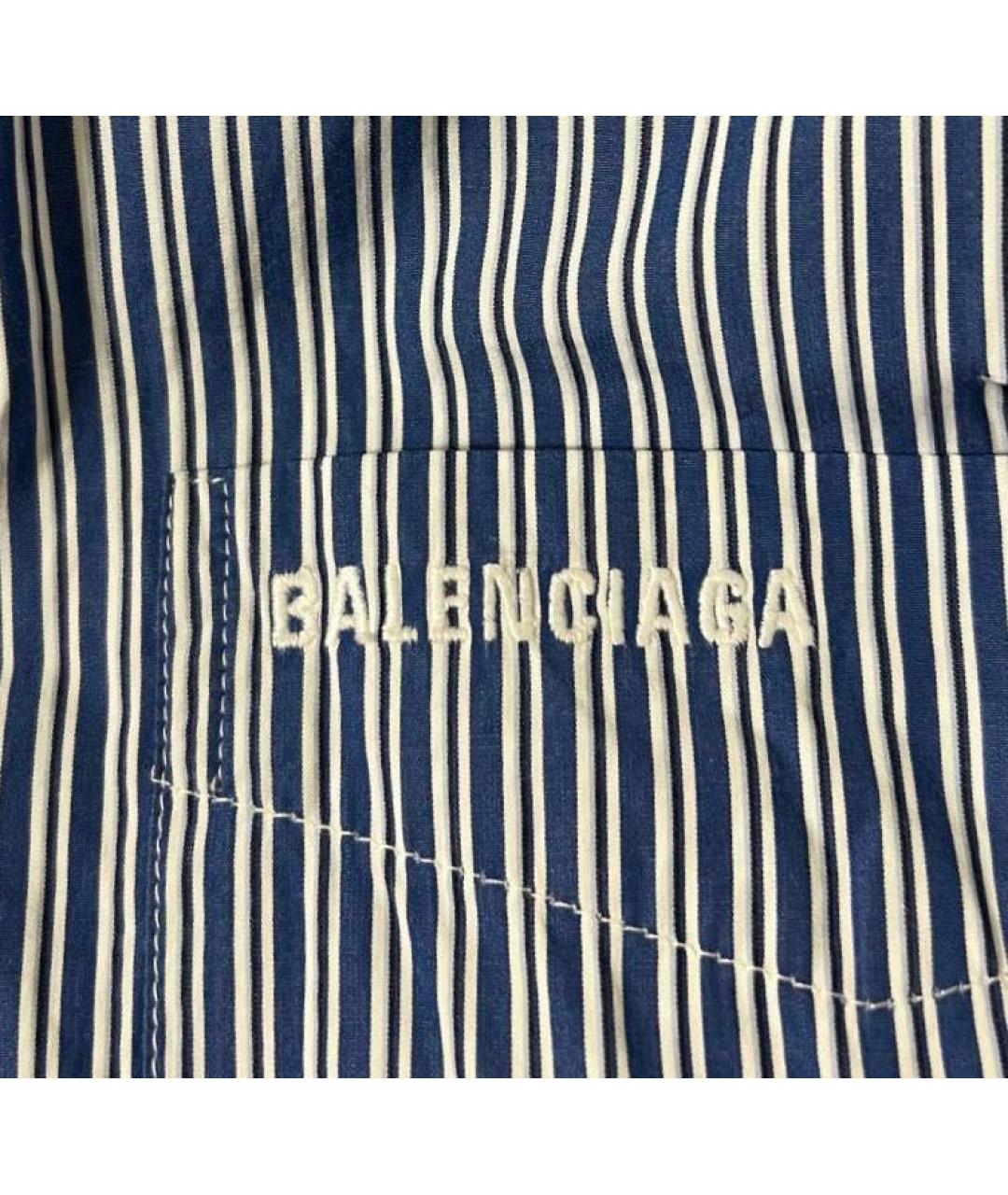 BALENCIAGA Голубая хлопковая классическая рубашка, фото 4