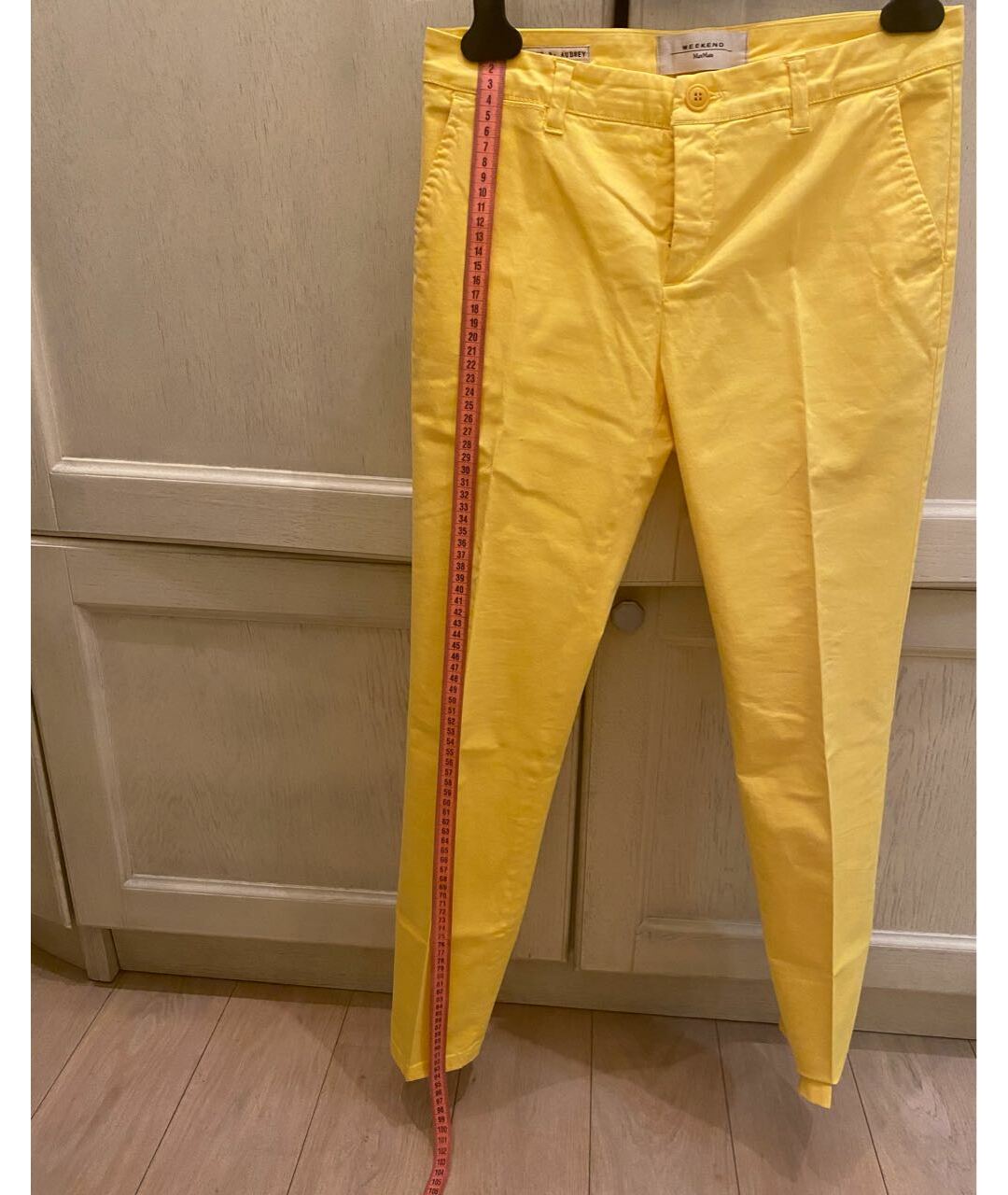 WEEKEND MAX MARA Желтые хлопковые брюки узкие, фото 5