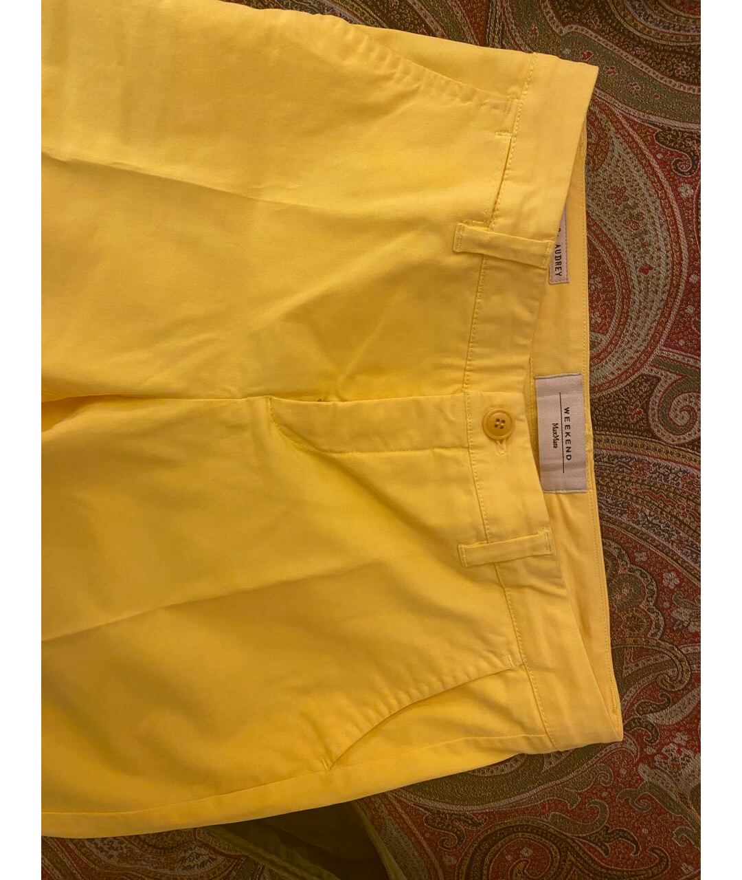 WEEKEND MAX MARA Желтые хлопковые брюки узкие, фото 3
