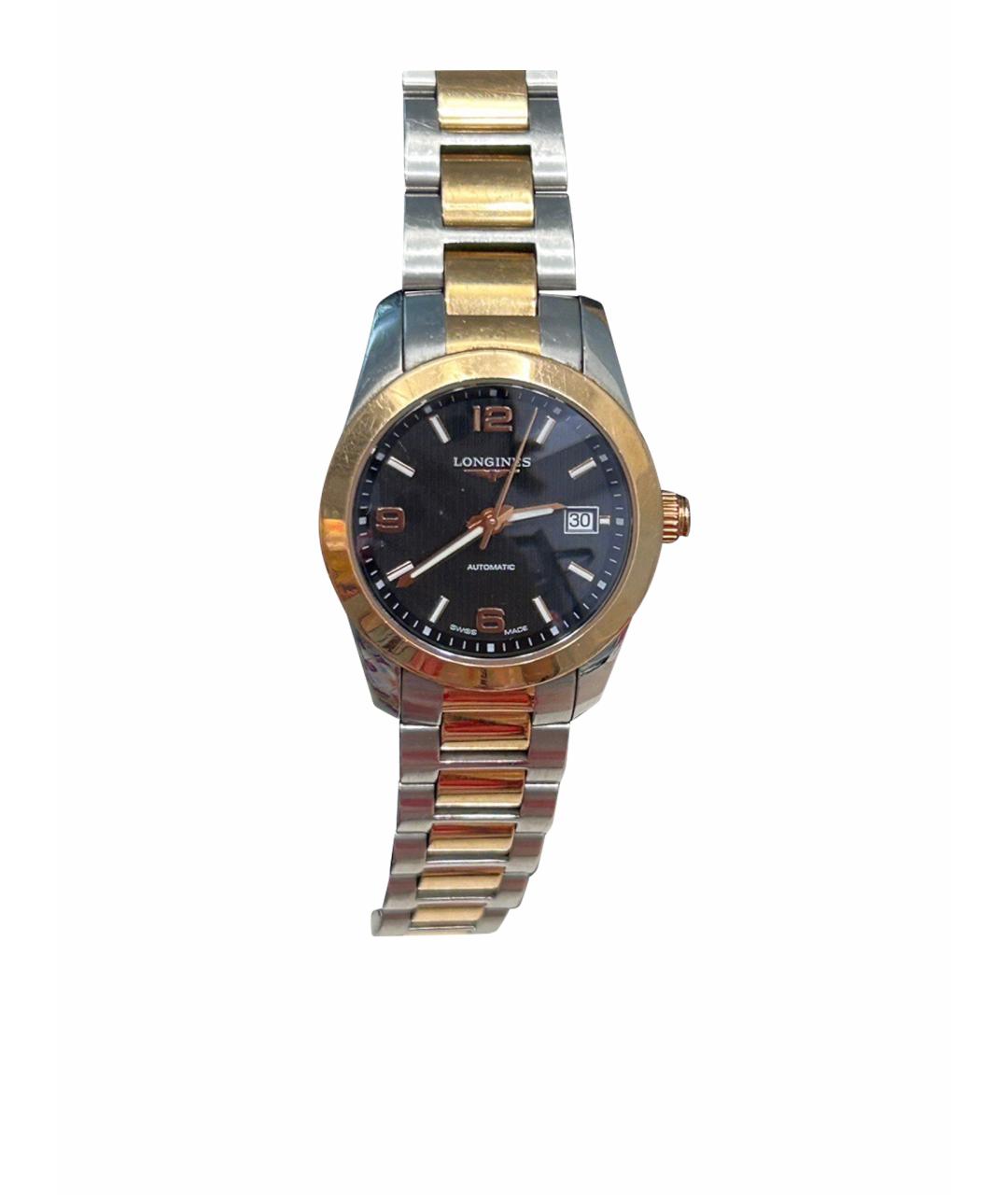 LONGINES Черные часы из розового золота, фото 1