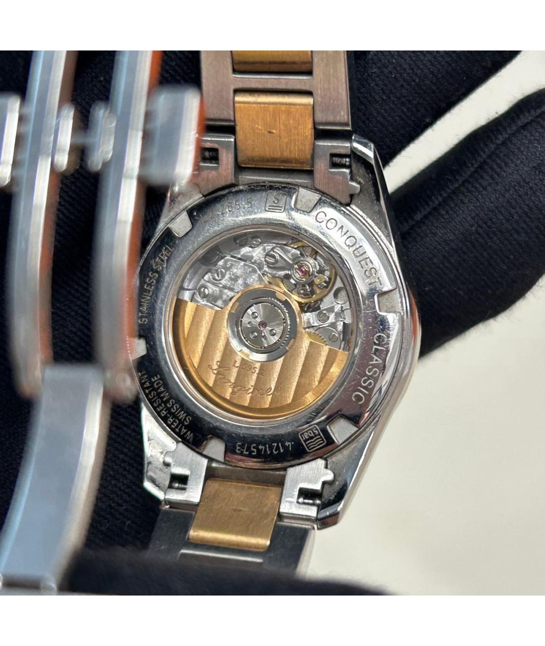 LONGINES Черные часы из розового золота, фото 4