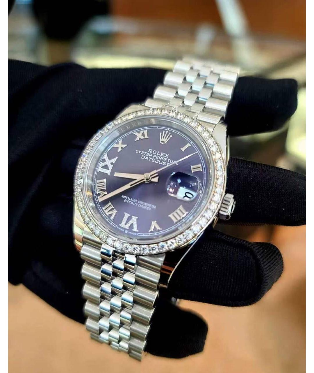 ROLEX Фиолетовые часы из белого золота, фото 3