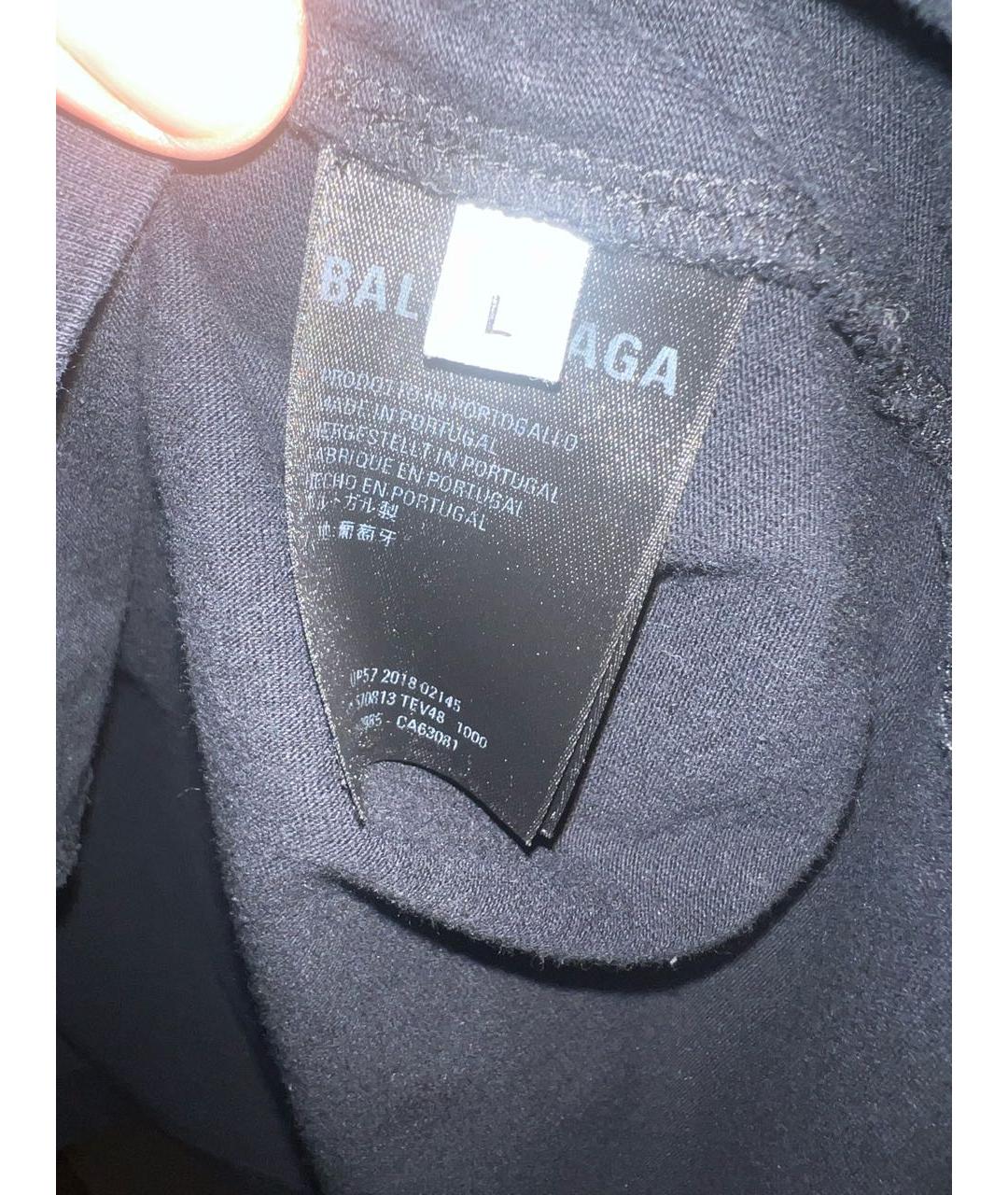 BALENCIAGA Черная хлопковая футболка, фото 4