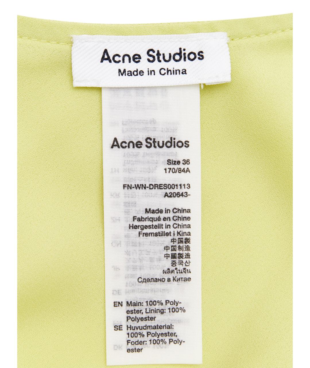 ACNE STUDIOS Салатовыое полиэстеровое коктейльное платье, фото 6