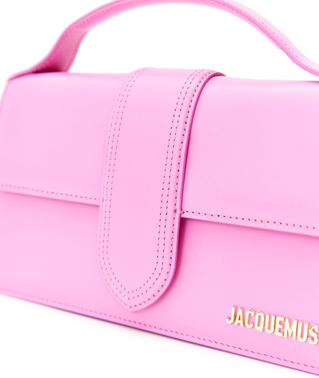 JACQUEMUS Розовая кожаная сумка с короткими ручками, фото 5