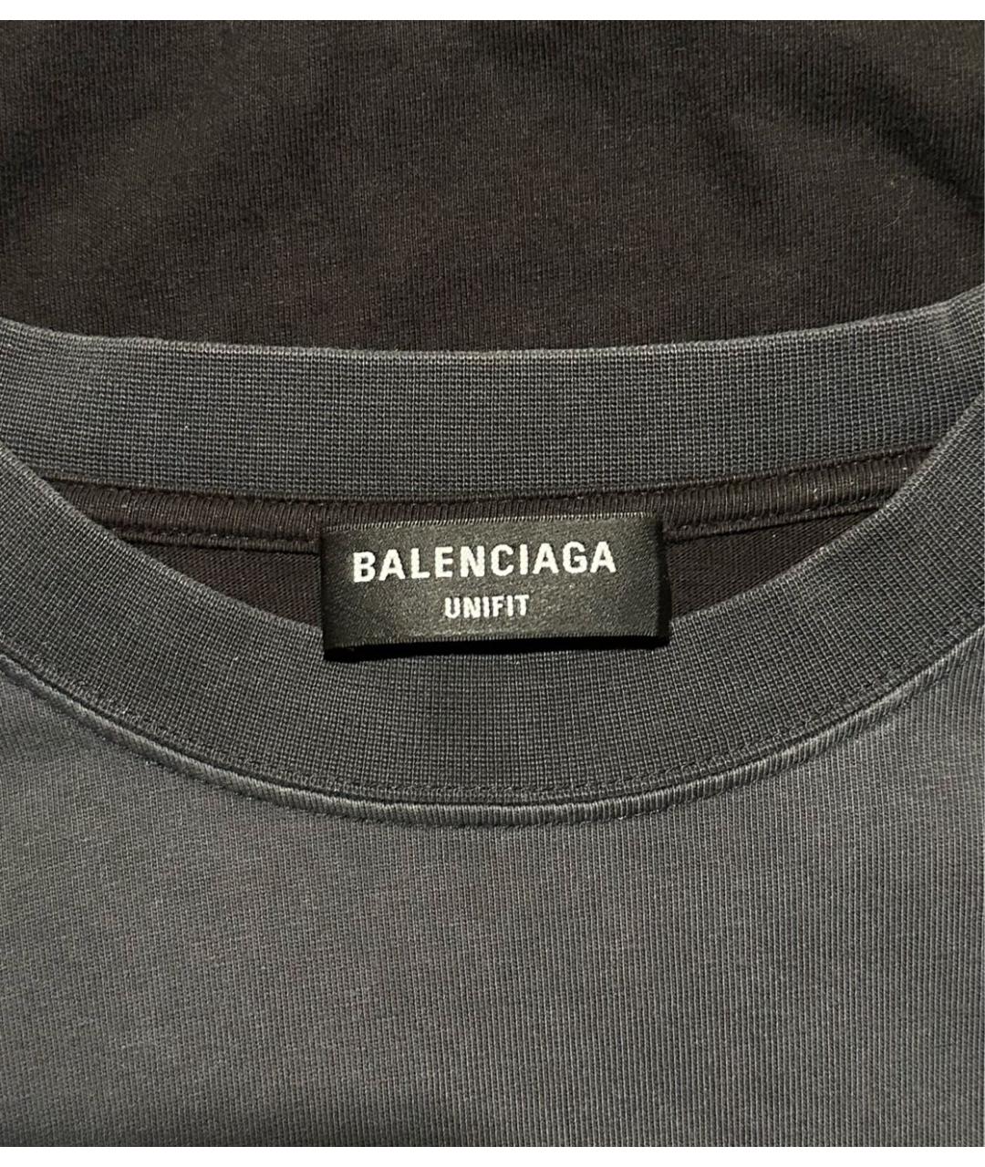 BALENCIAGA Антрацитовая хлопковая футболка, фото 3