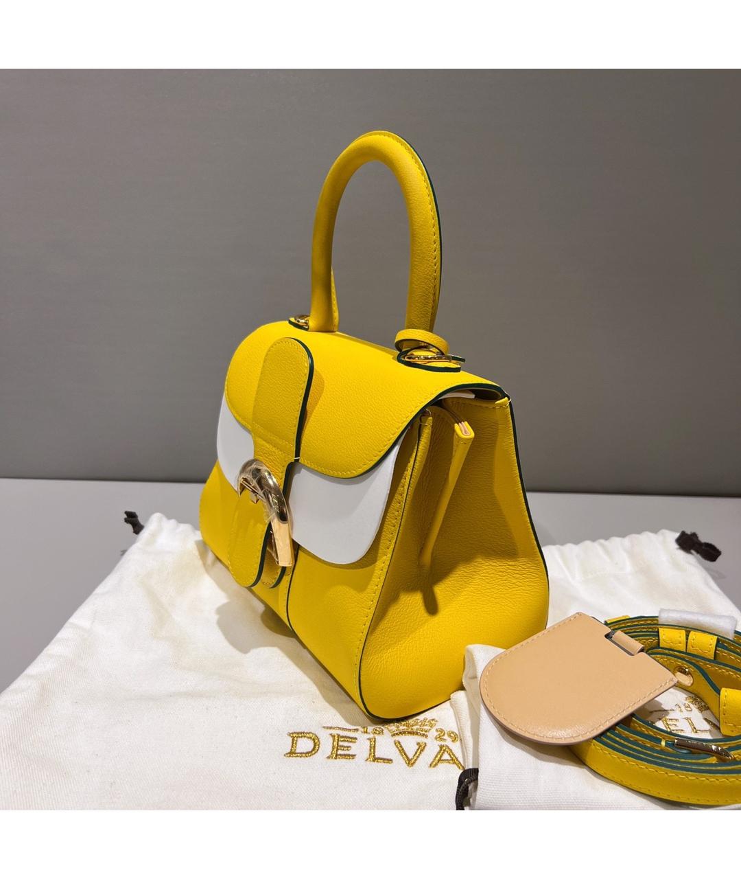 DELVAUX Желтая кожаная сумка через плечо, фото 3