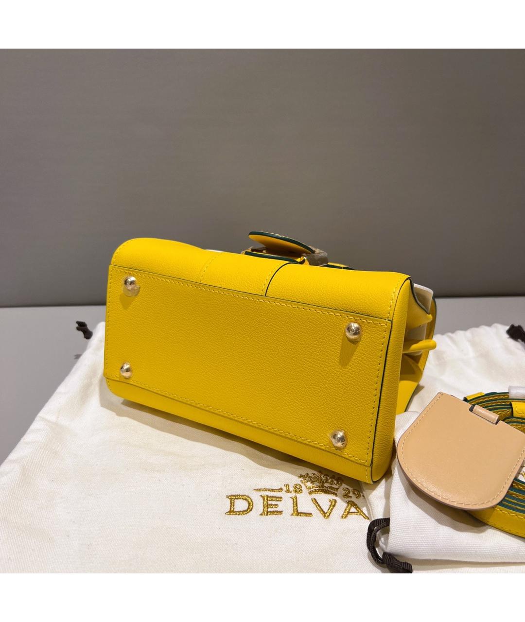 DELVAUX Желтая кожаная сумка через плечо, фото 4