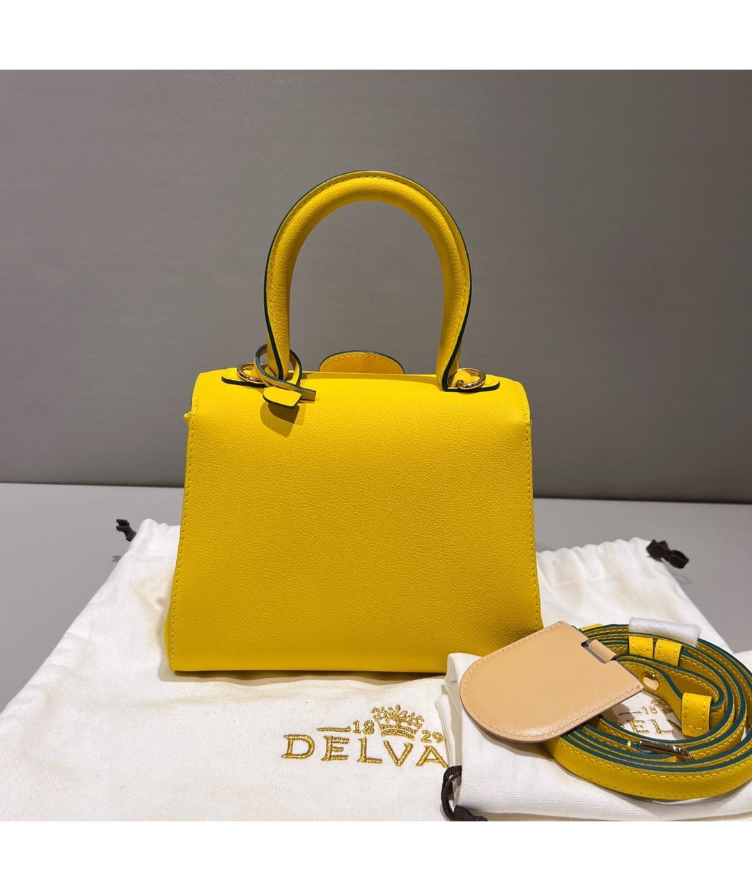 DELVAUX Желтая кожаная сумка через плечо, фото 2