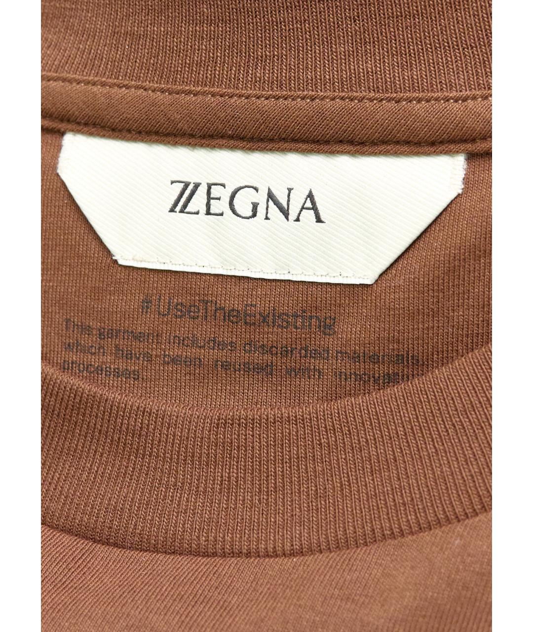 ERMENEGILDO ZEGNA Коричневая хлопковая футболка, фото 3