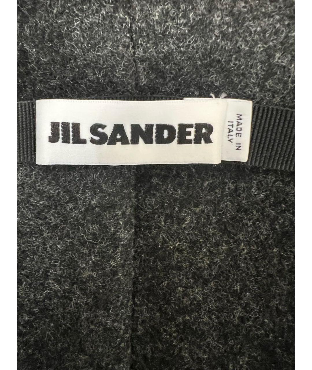 JIL SANDER Серая шерстяная юбка миди, фото 3