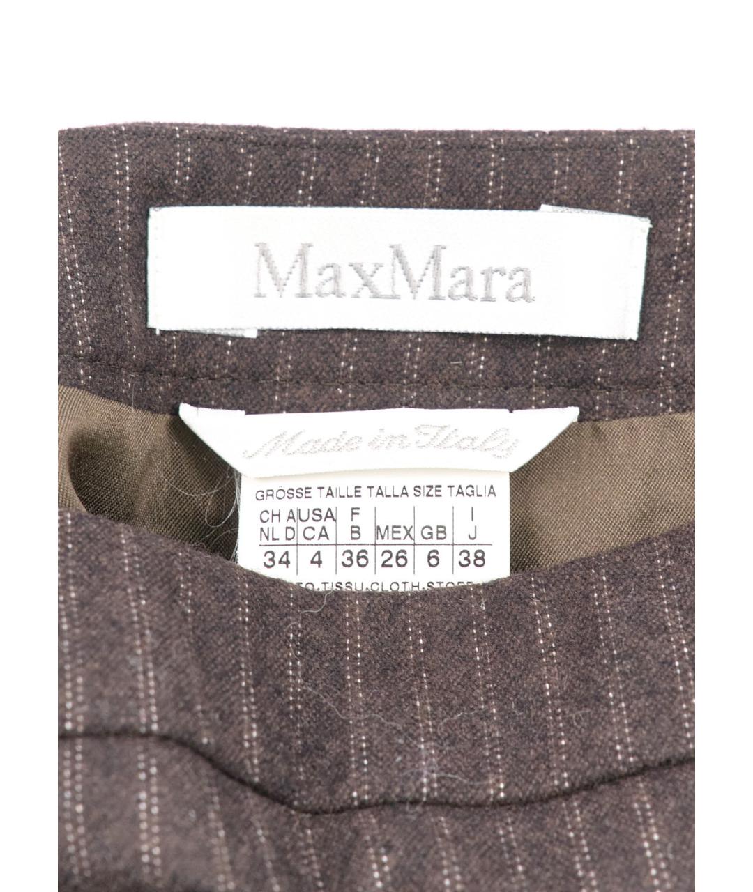 MAX MARA Коричневая шерстяная юбка мини, фото 3