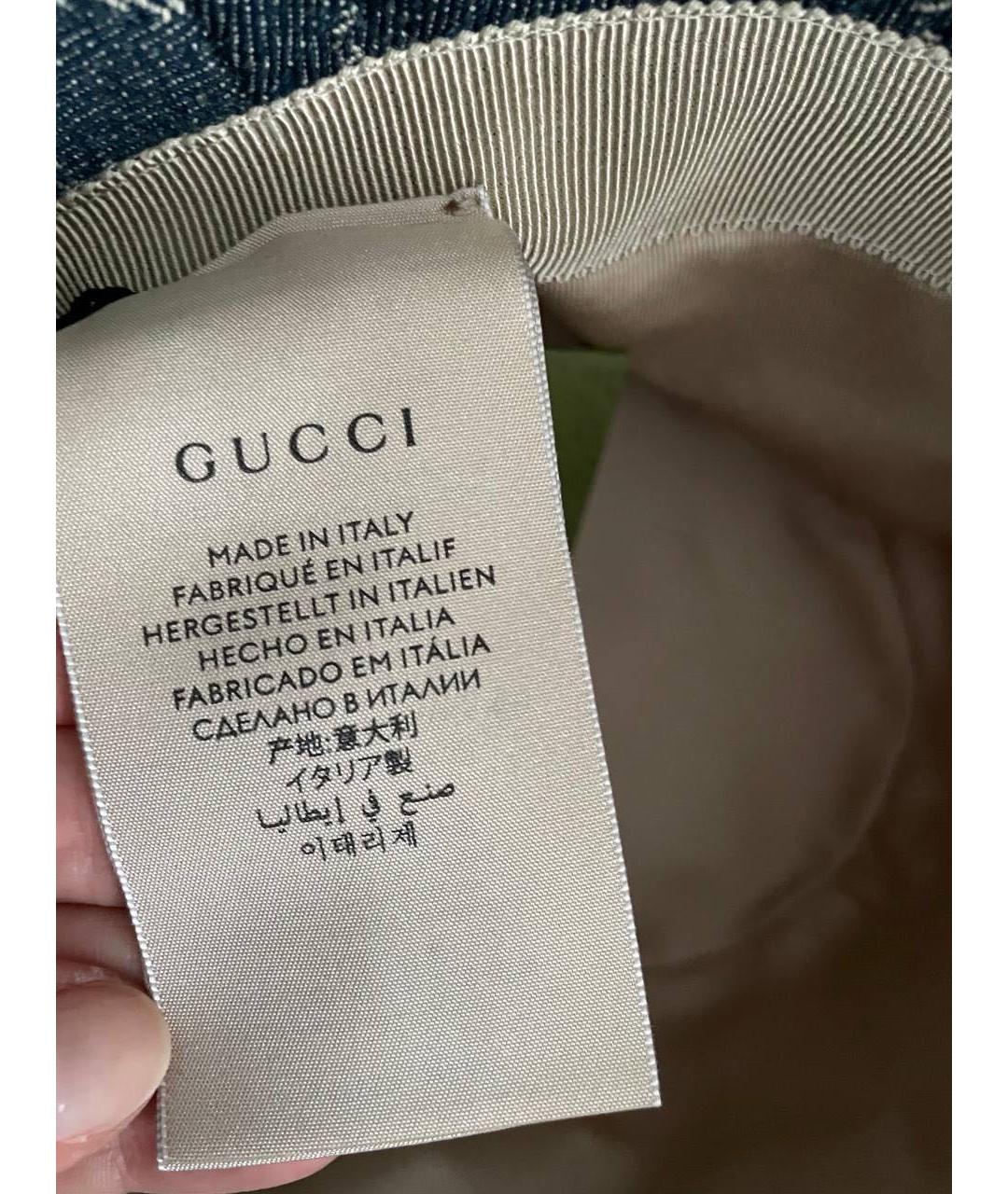 GUCCI Темно-синяя хлопковая шляпа, фото 7