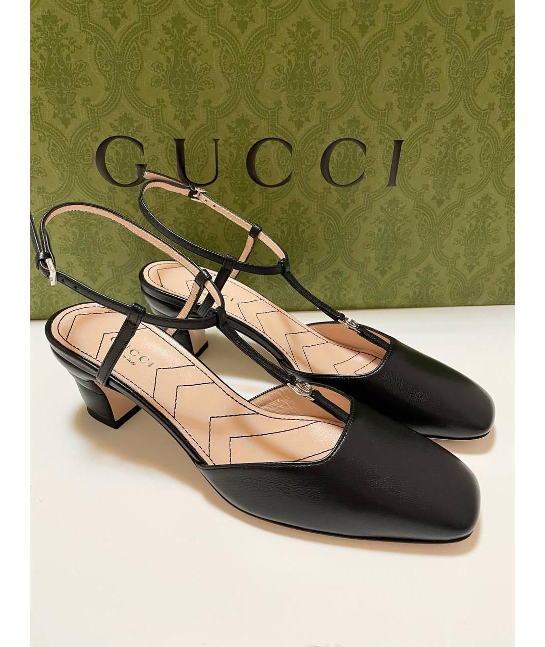 GUCCI Черные кожаные босоножки, фото 8