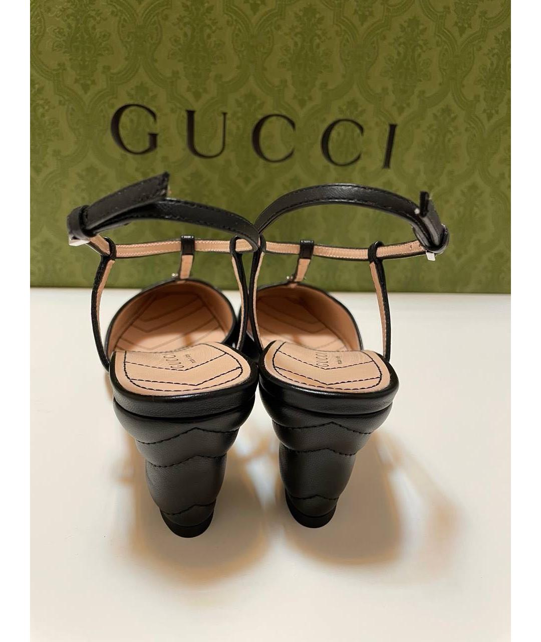 GUCCI Черные кожаные босоножки, фото 4