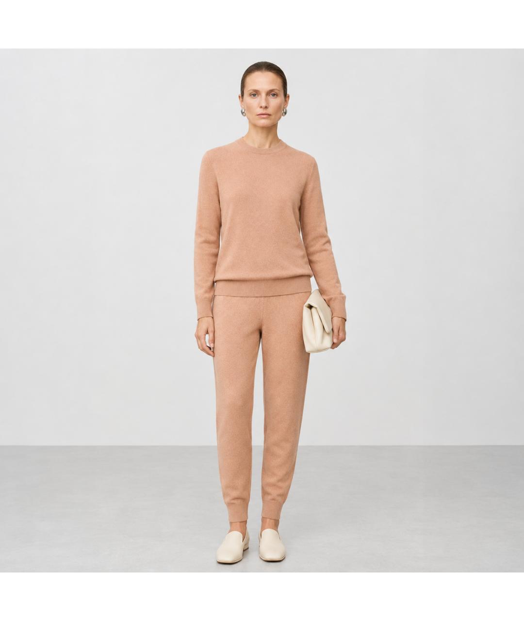 JIL SANDER Бежевые кашемировые спортивные брюки и шорты, фото 6