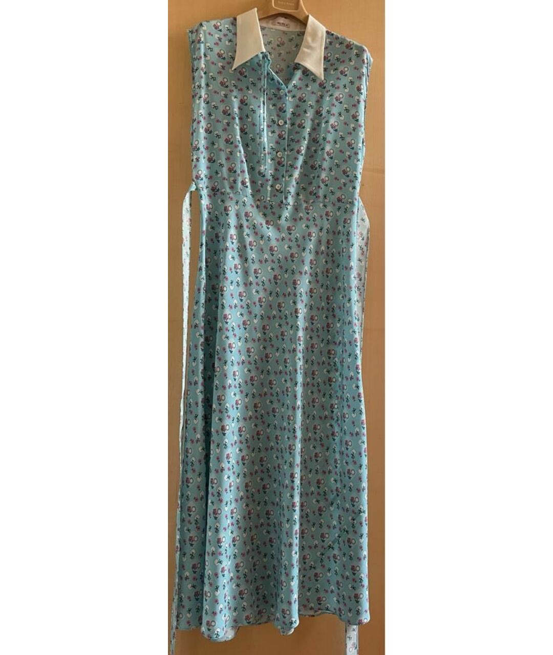 MIU MIU Голубое креповое повседневное платье, фото 5